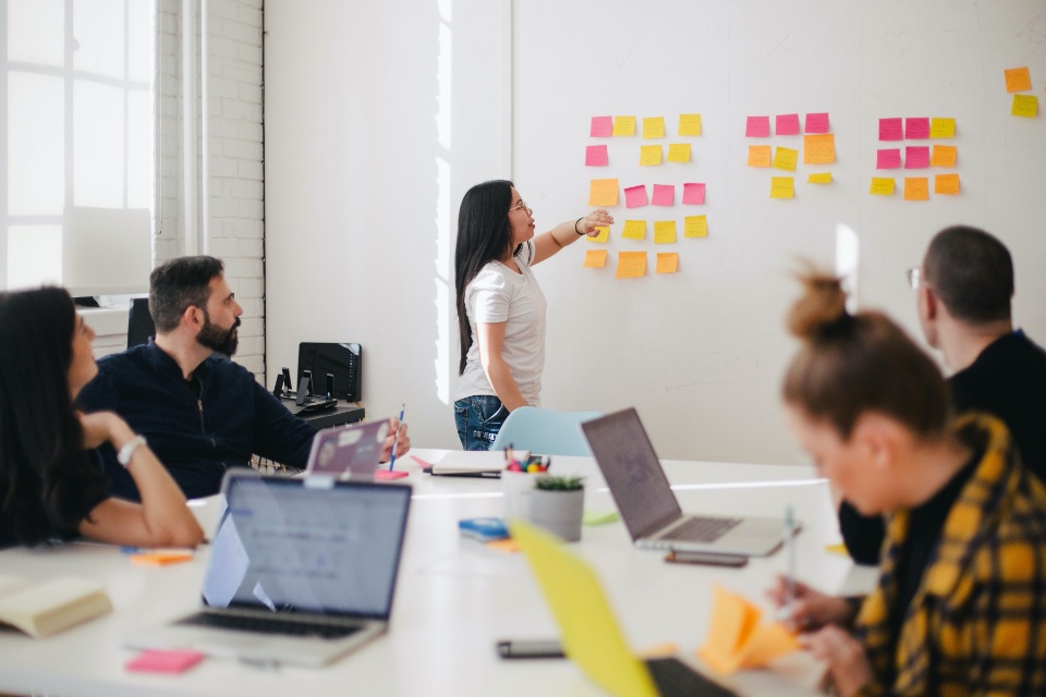 22 Group employees having a Web Design Agency Manchester meeting in the office