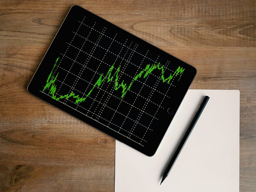 Digital marketing services growth chart on a tablet