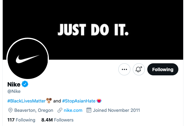 screenshot of Nike's twitter