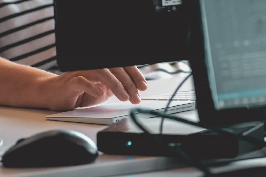 fingers using a touch pad for a computer